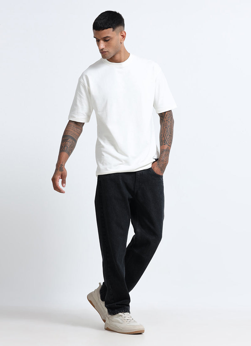 SIGNATURE Straight Fit Denim Jeans Washed Black