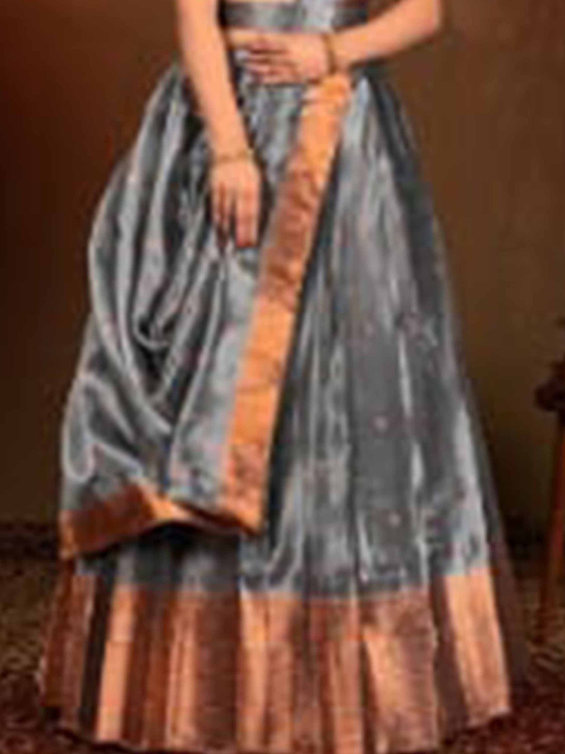 Silver Copper Tissue Lehenga Designs for Women
