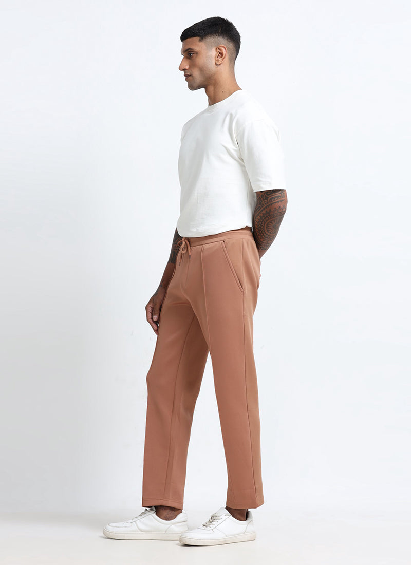 SUPER STRETCH Relaxed Fit Elastic Waistband With Drawstring Trousers Desert Sand