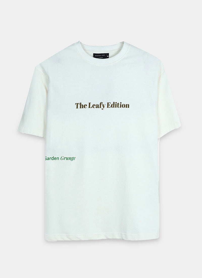 WELLNESS IN BLOOM Oversized Cotton Printed T-Shirt Off White