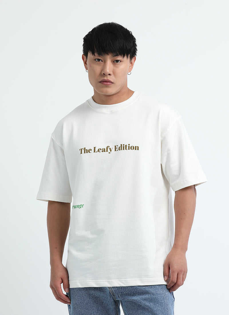 WELLNESS IN BLOOM Oversized Cotton Printed T-Shirt Off White
