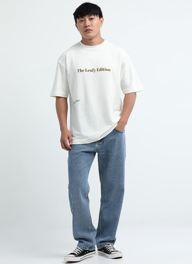 WELLNESS IN BLOOM Oversized Cotton Printed T-Shirt Off White