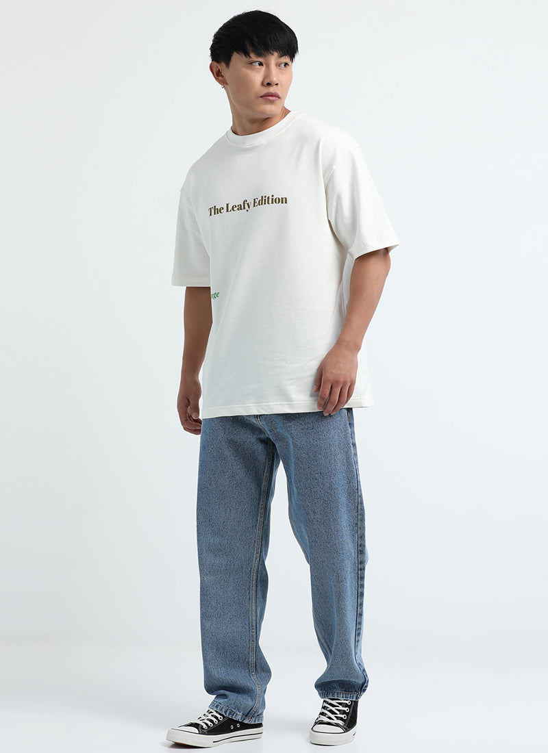 WELLNESS IN BLOOM Oversized Cotton Printed T-Shirt Off White