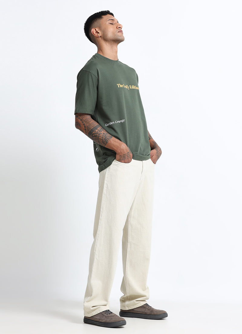 WELLNESS IN BLOOM Oversized Cotton Printed T-Shirt Woodland Green