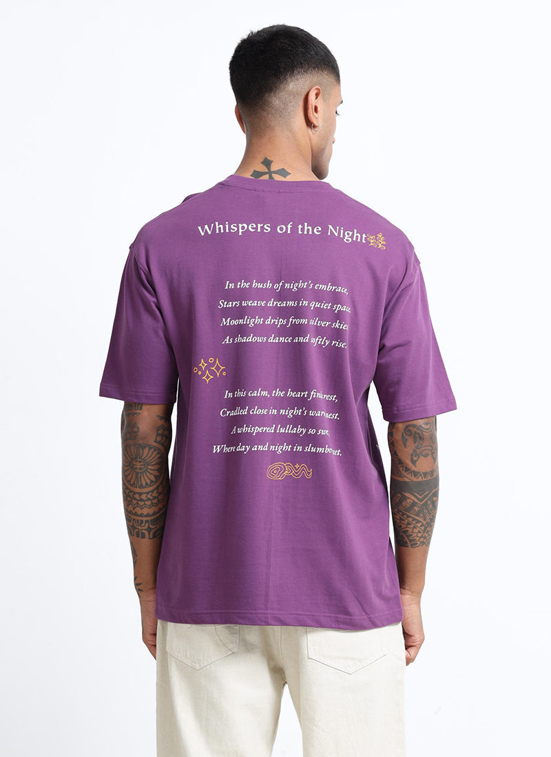 WHISPERS OF THE NIGHT Oversized Cotton Printed T-Shirt Mauve