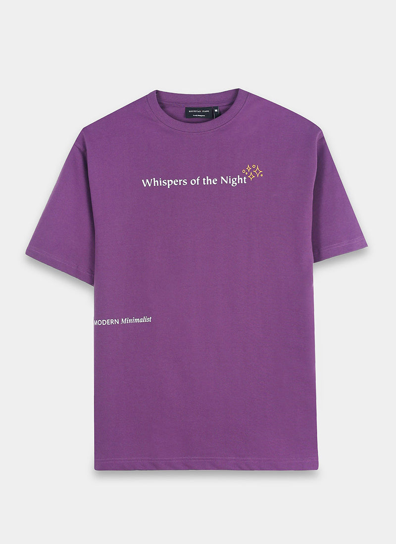 WHISPERS OF THE NIGHT Oversized Cotton Printed T-Shirt Mauve