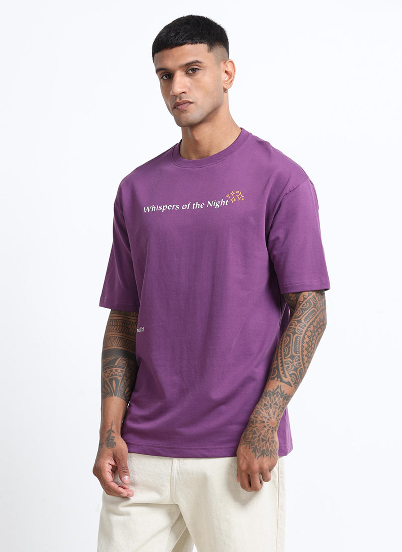 WHISPERS OF THE NIGHT Oversized Cotton Printed T-Shirt Mauve