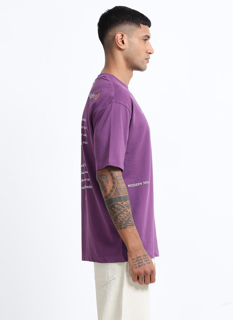 WHISPERS OF THE NIGHT Oversized Cotton Printed T-Shirt Mauve