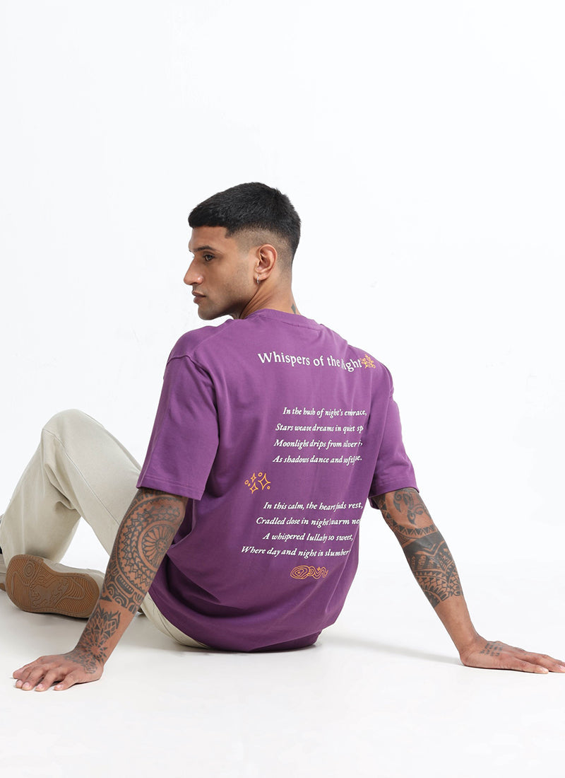 WHISPERS OF THE NIGHT Oversized Cotton Printed T-Shirt Mauve
