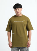 WHISPERS OF THE NIGHT Oversized Cotton Printed T-Shirt Moss Green