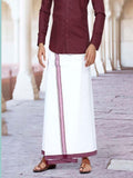 Single Layer-Maroon Traditional Dhoti for Men
