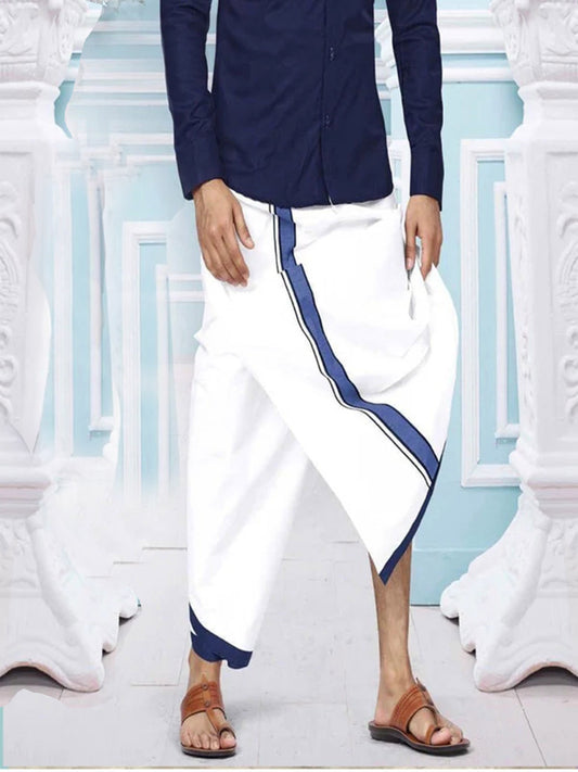 Men Dhoti  Double Layer-Navy Blue