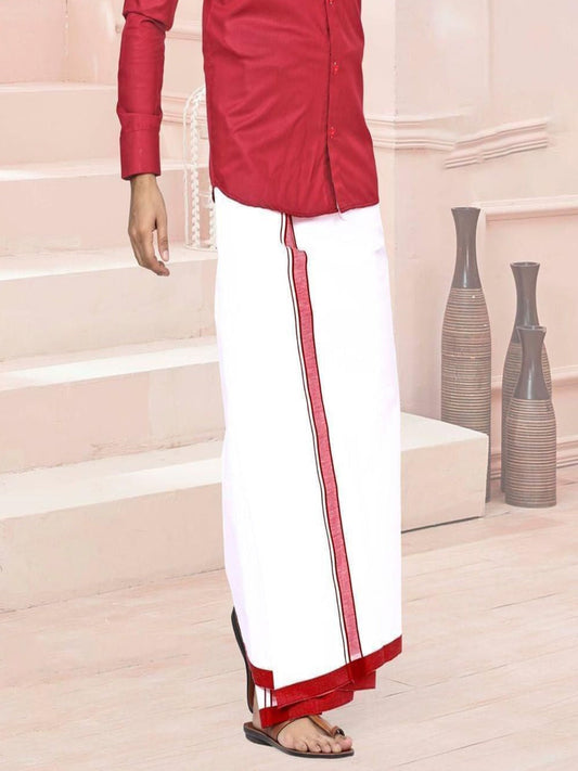Men Dhoti  Double Layer-Red