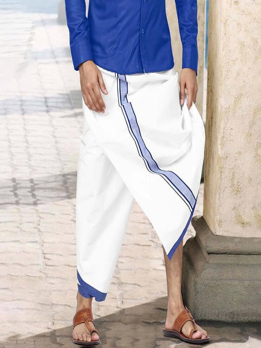 Men Dhoti  Double Layer-Blue