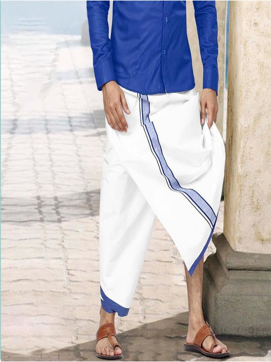 Men Dhoti  Double Layer-Blue