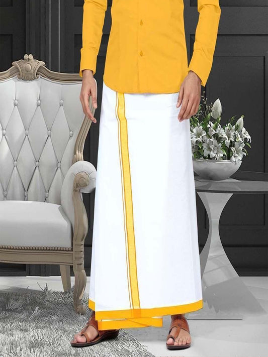 Men Dhoti  Single Layer-Yellow