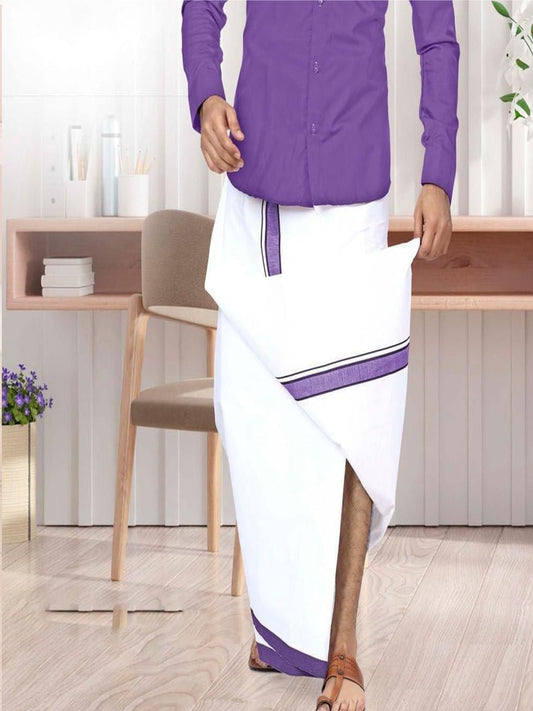 Men Dhoti  Double Layer-Violet