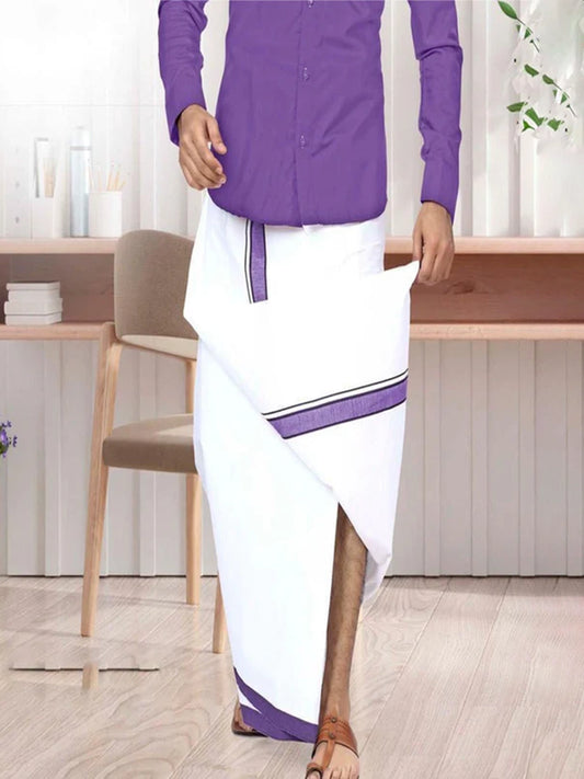Men Dhoti  Double Layer-Violet