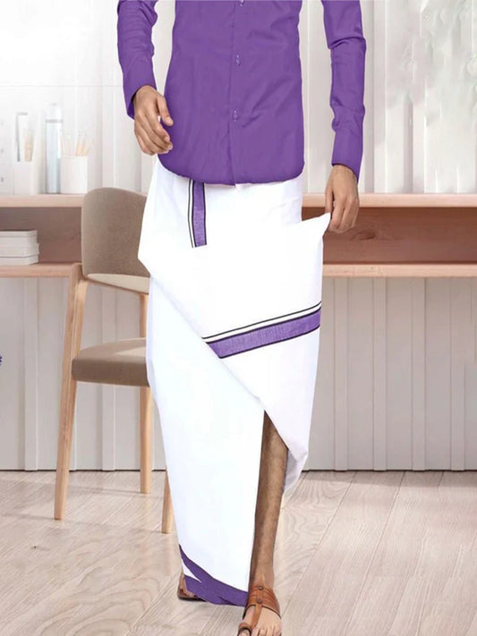 Men Dhoti  Single Layer-Violet