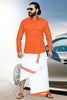 Men Dhoti Set-Orange