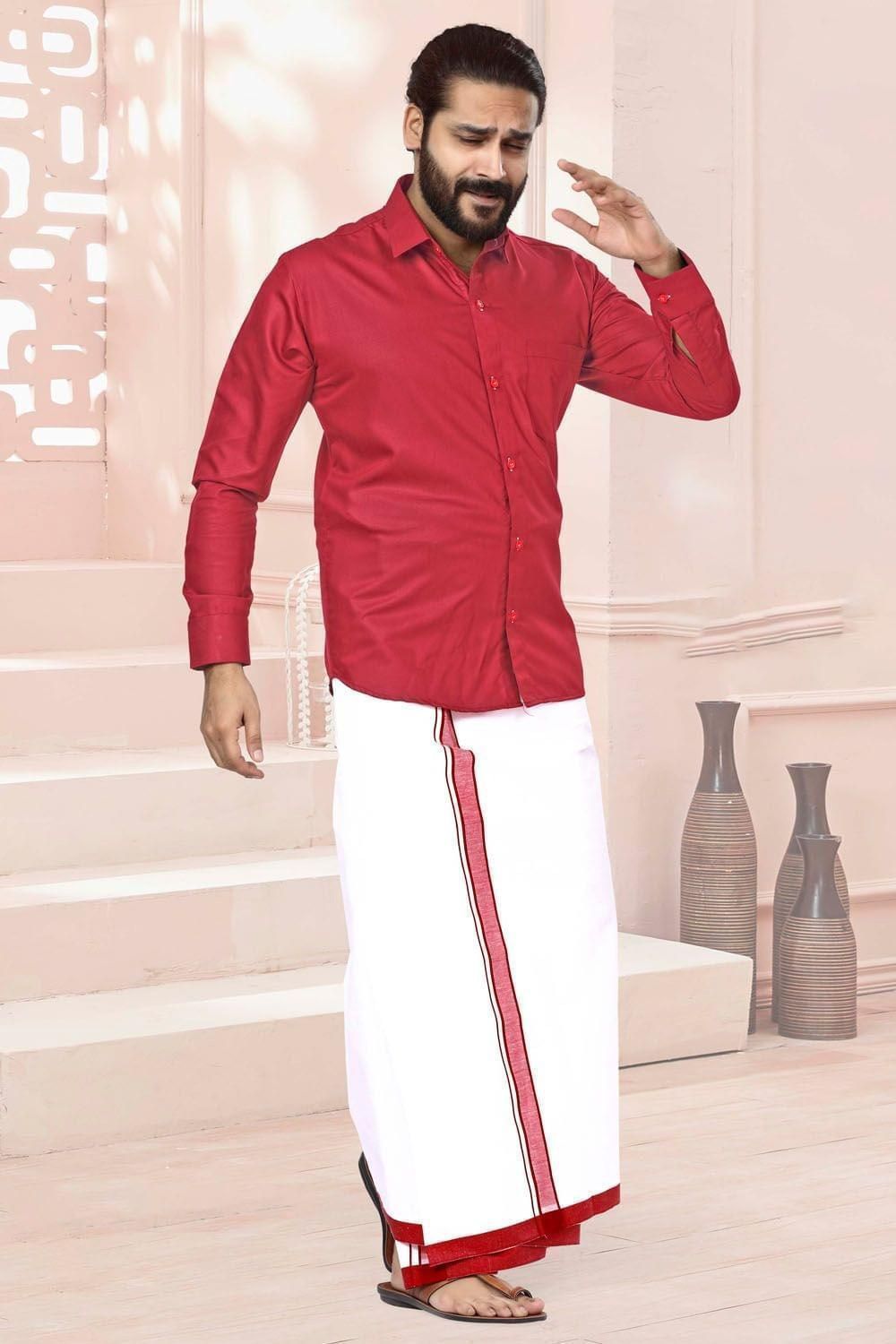 Stylish Red Dhoti Set for Men