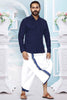 Men Dhoti Set-Navy Blue