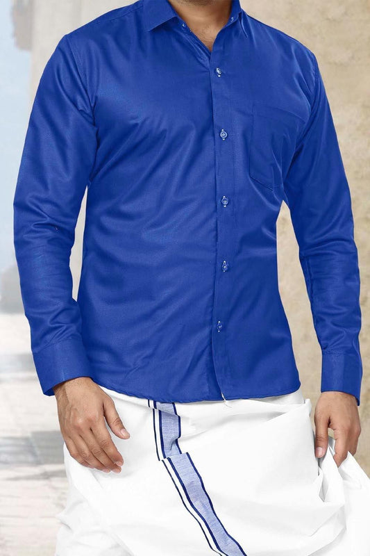 Men Dhoti Set-Blue