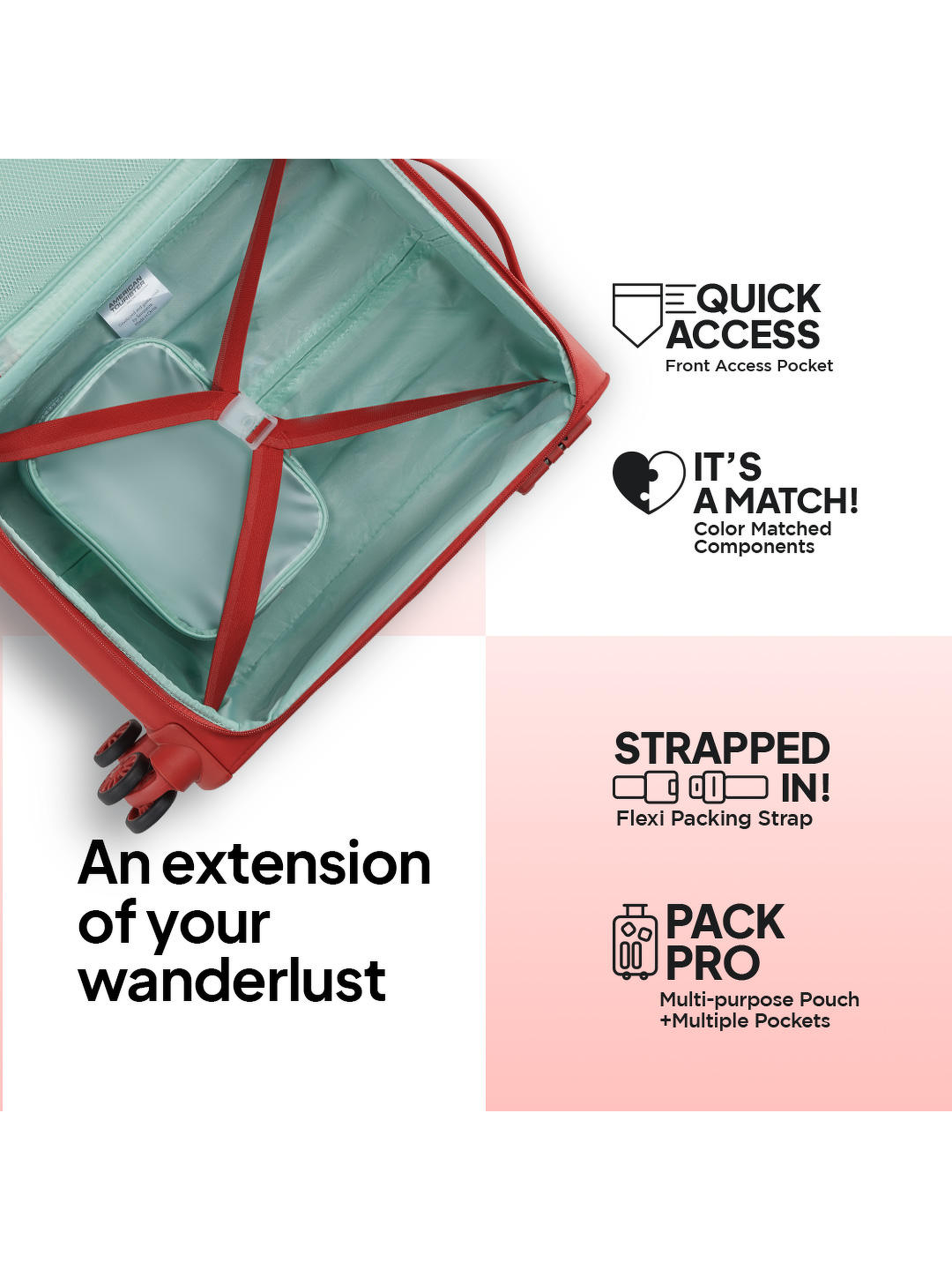 American Tourister BLOOM Soft Trolley Bags Red