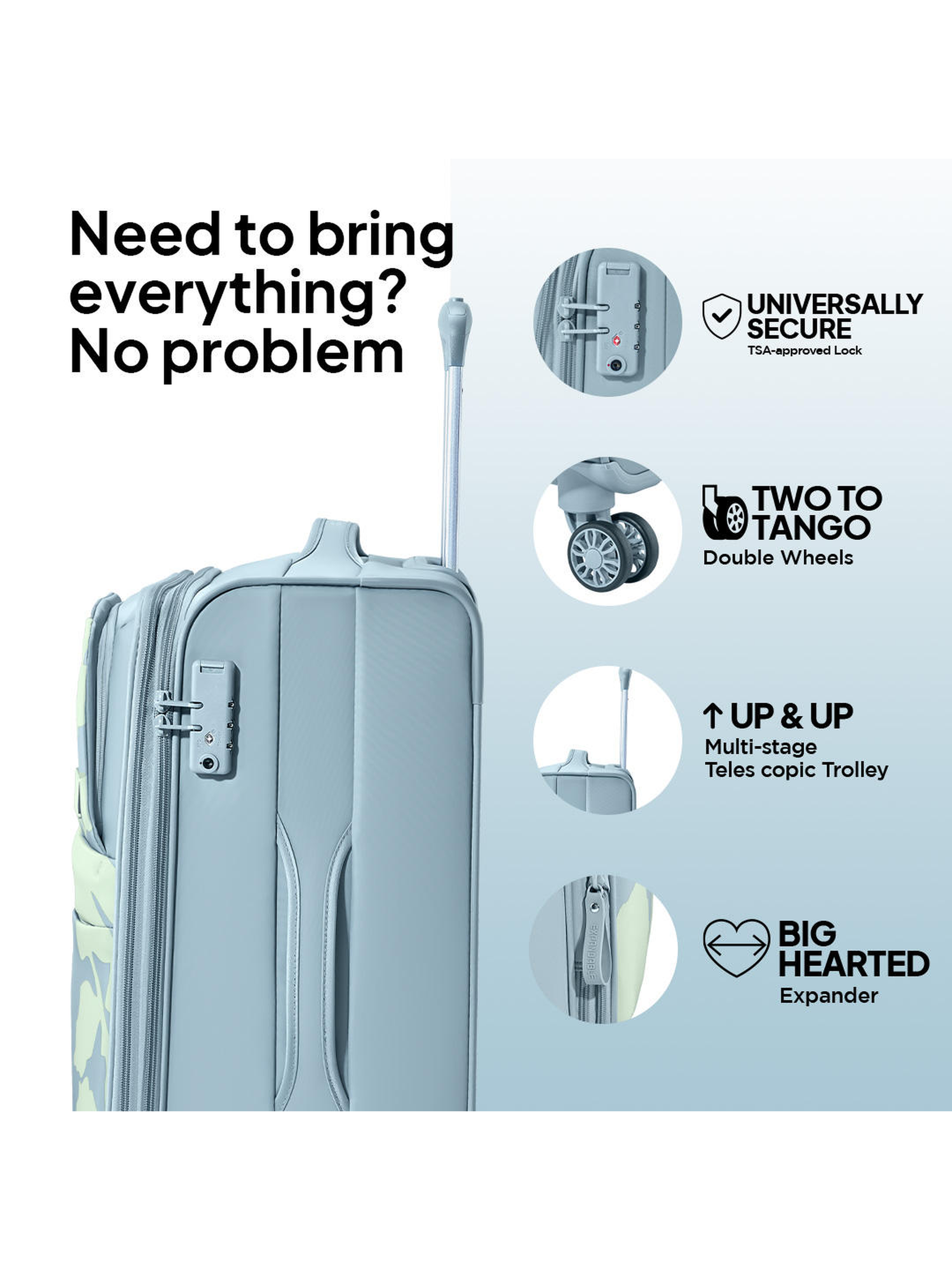 American Tourister BLOOM Soft Luggage Trolley Bags​ Grey