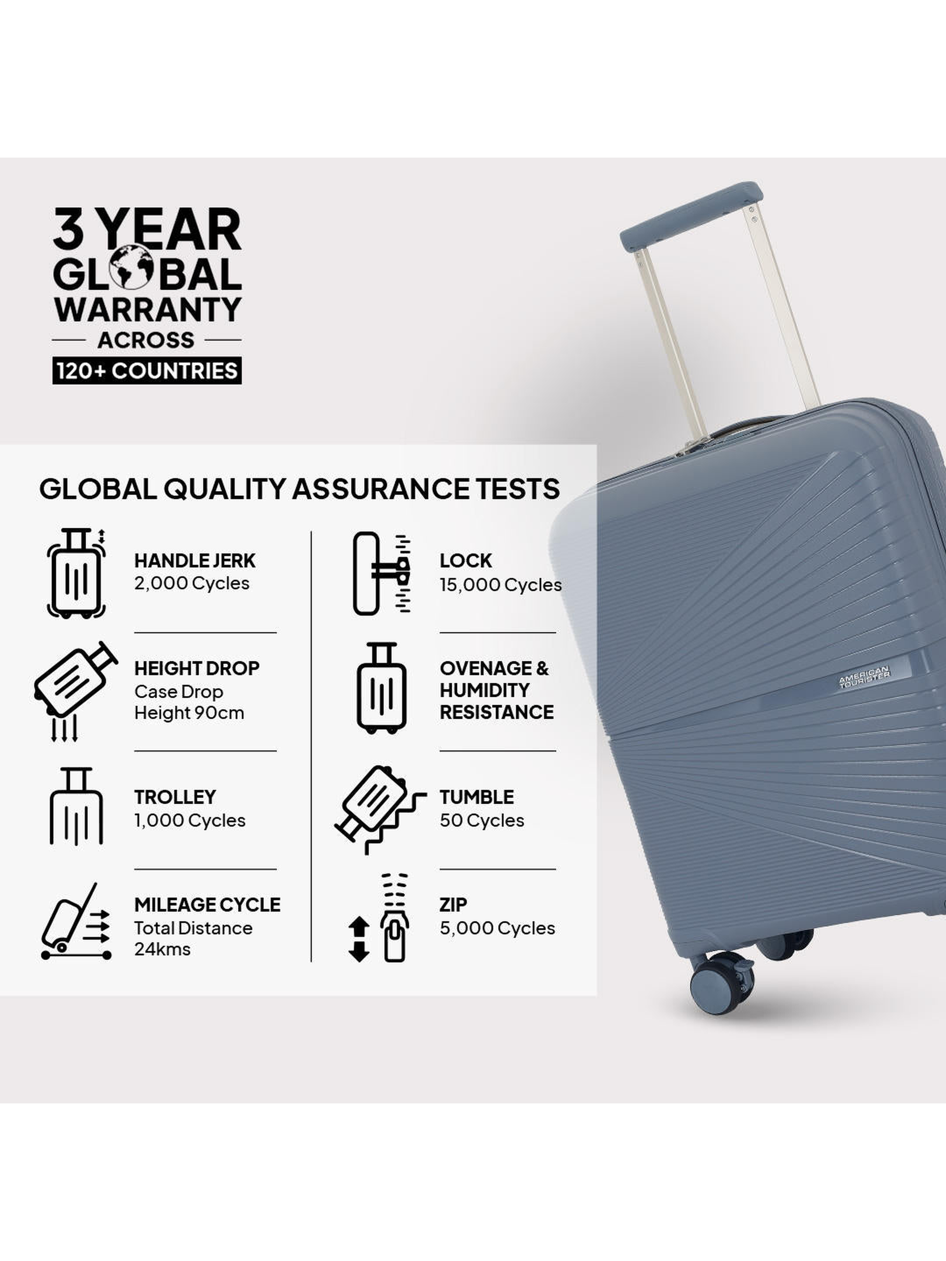 American Tourister Grey Hard Shell Trolley Bag