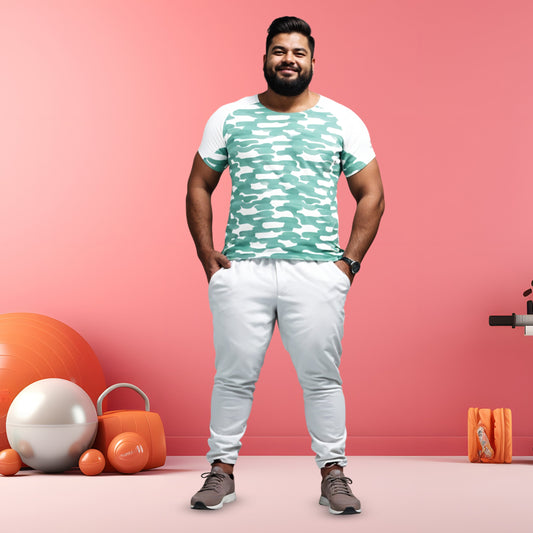 Painted Stripe Abstract Men Cycling Tee -Plus Size