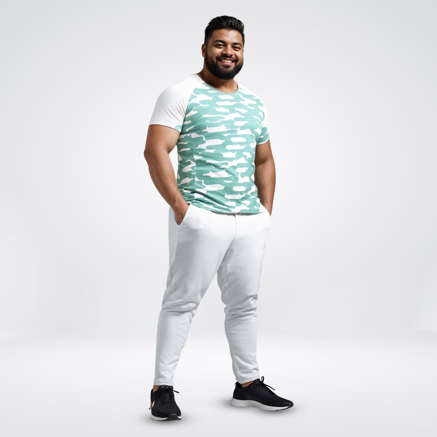 Painted Stripe Abstract Men Cycling Tee -Plus Size