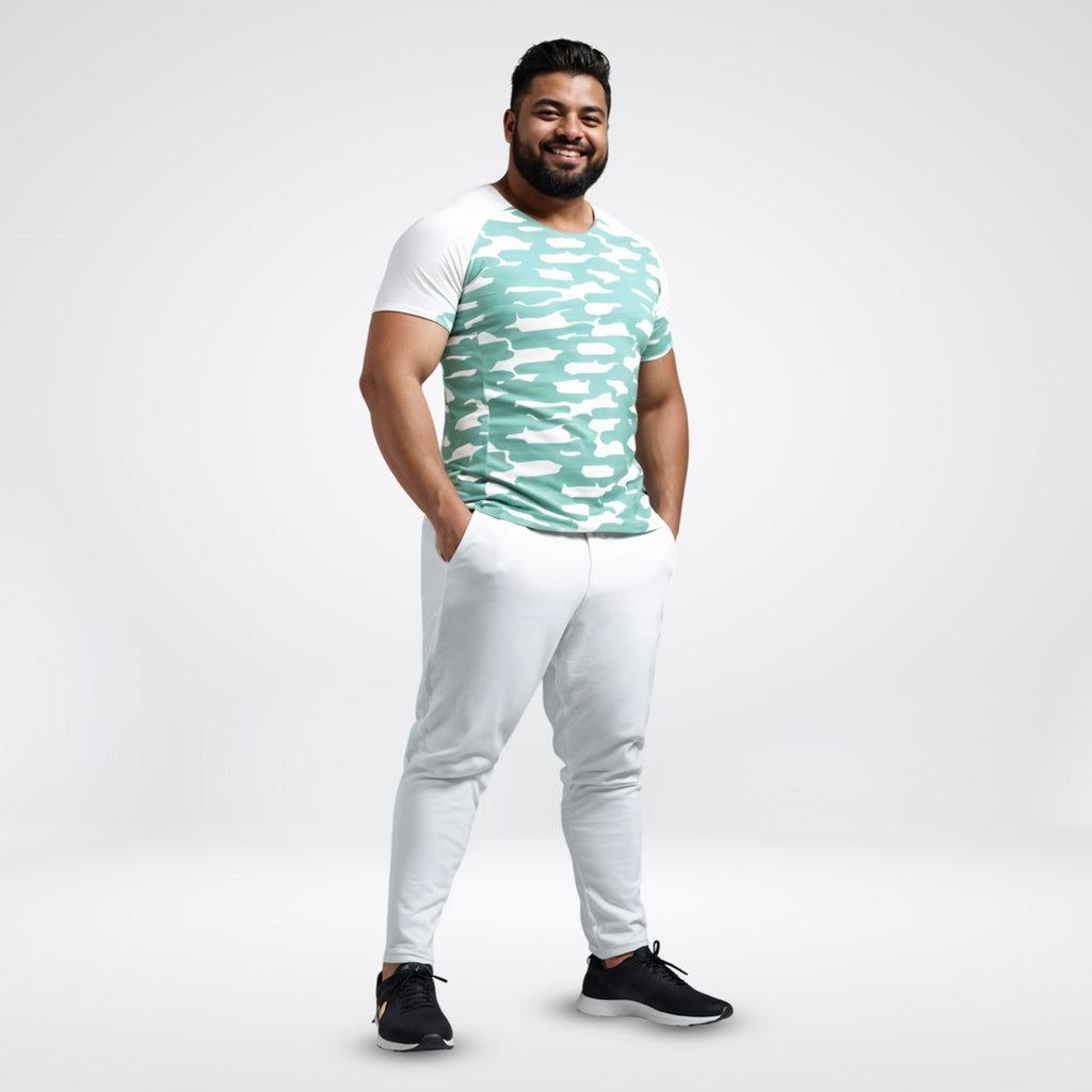 Painted Stripe Abstract Men Cycling Tee -Plus Size