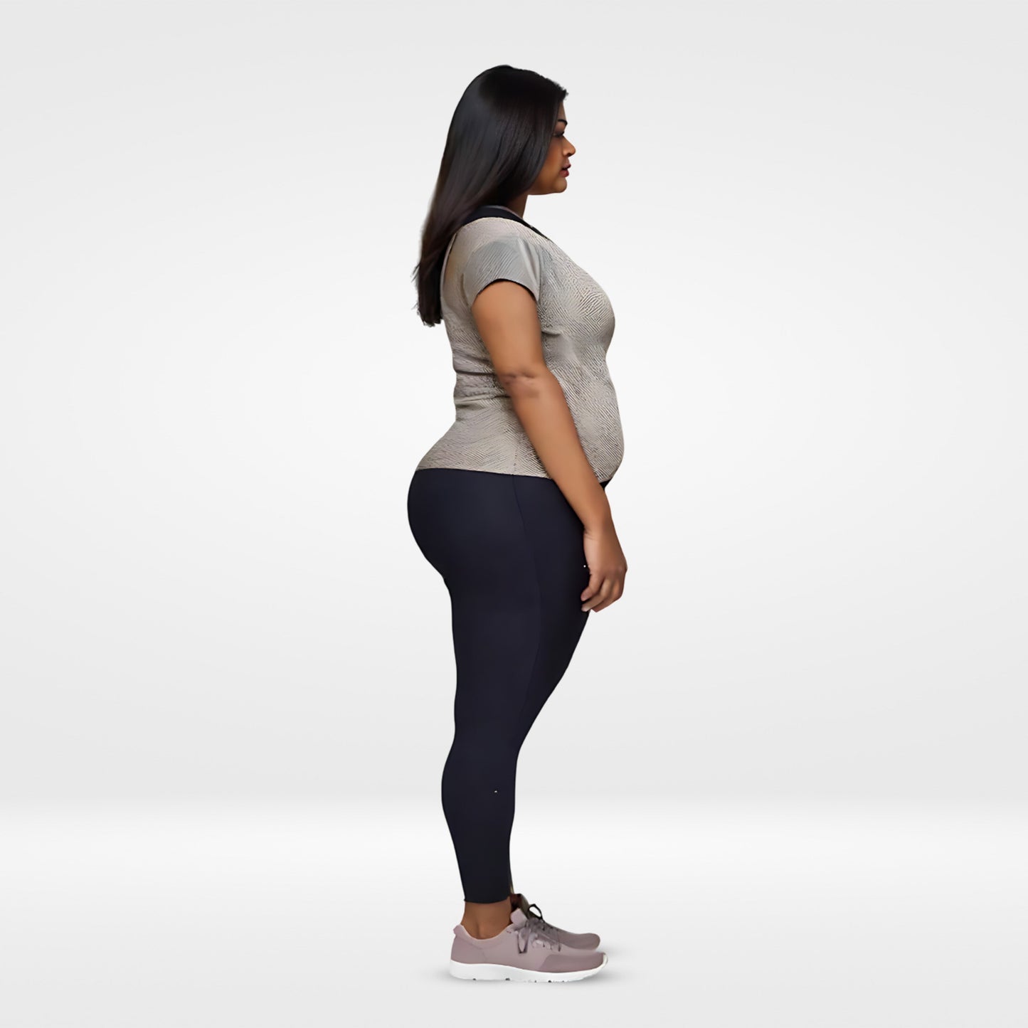 Activewear Warm Taupe Women Top - Overlap neck finish -Plus Size