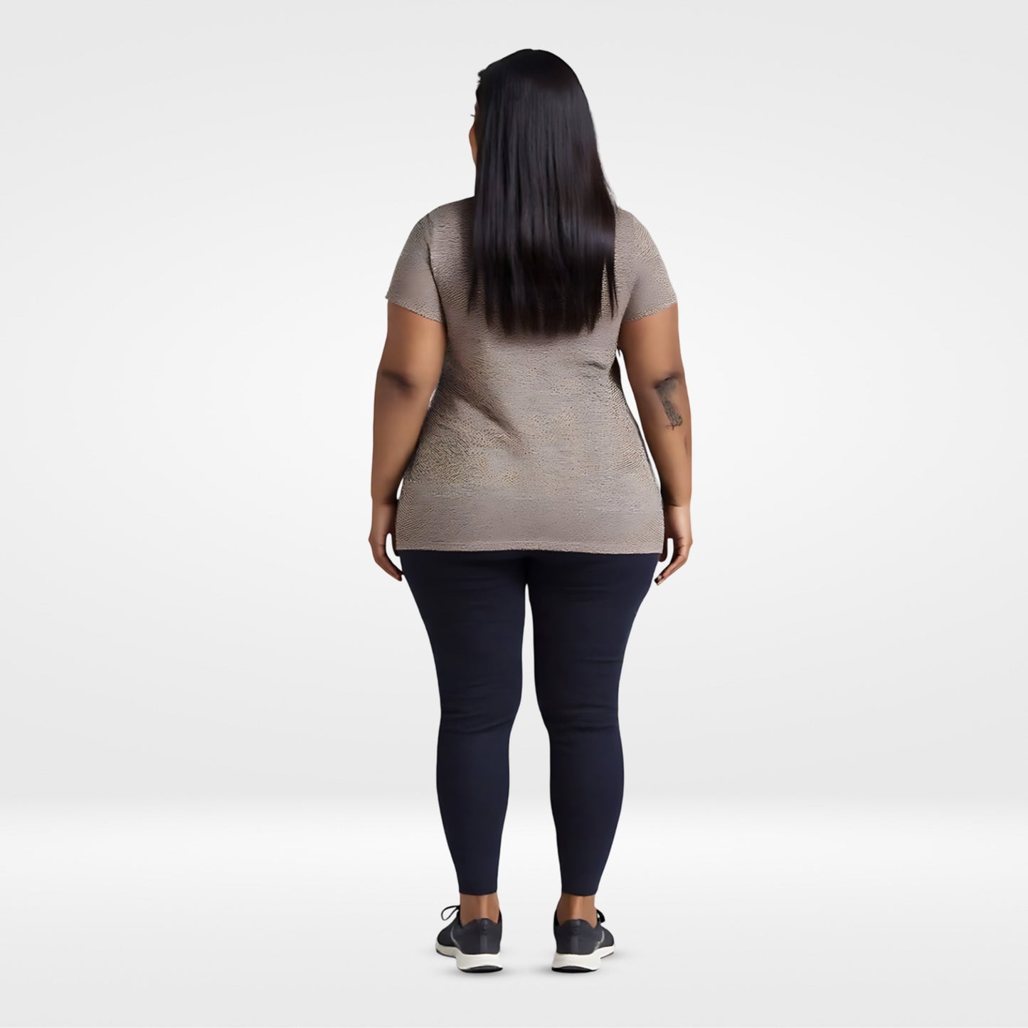 Activewear Warm Taupe Women Top - Overlap neck finish -Plus Size