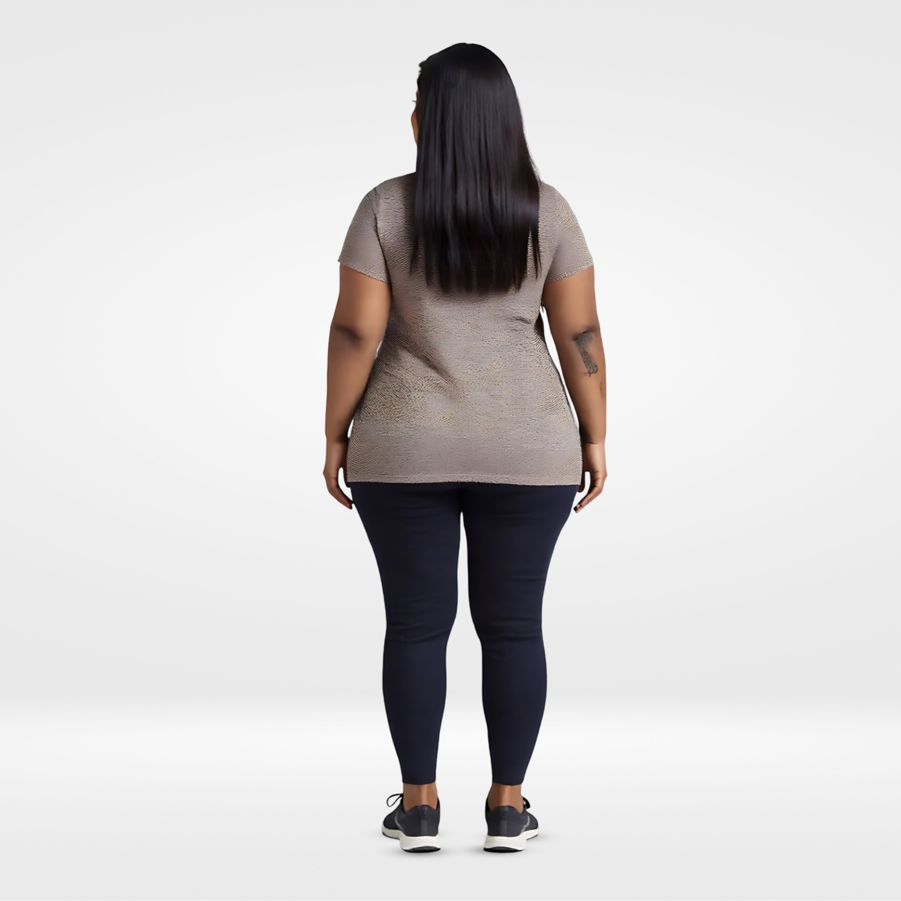 Activewear Warm Taupe Women Top - Overlap neck finish -Plus Size