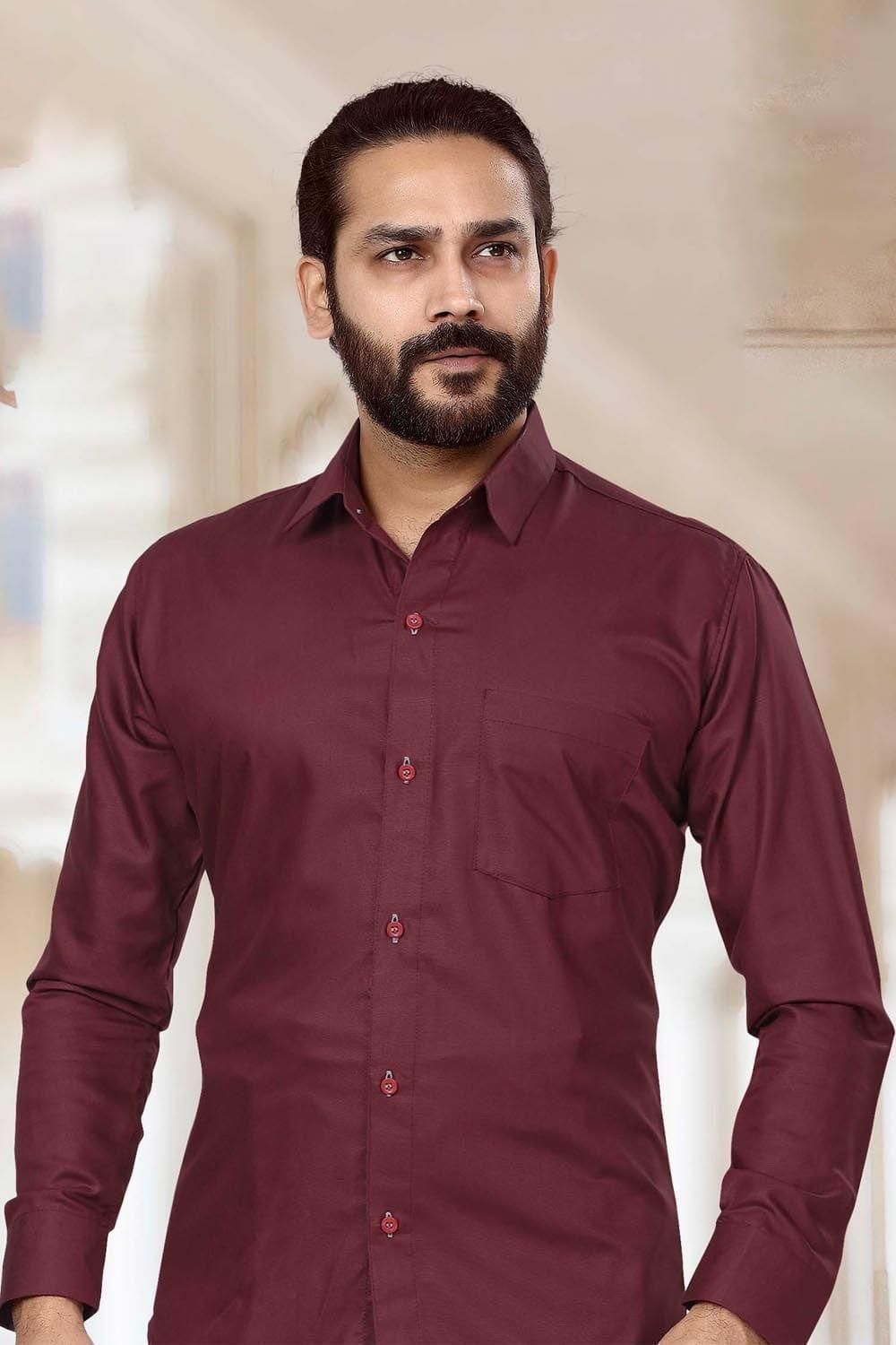 Stylish Maroon Shirt with Dhoti for Men