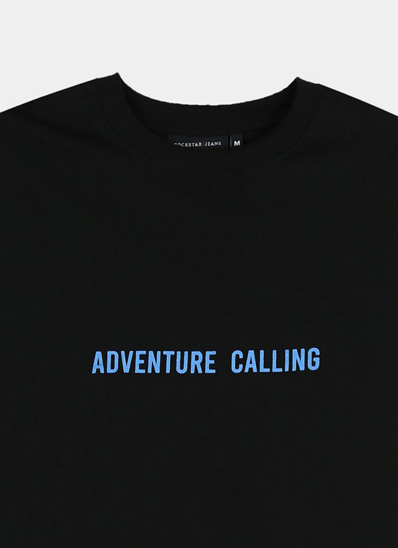 LIFE IS GOOD Oversized Cotton Printed T-Shirt Carbon Black