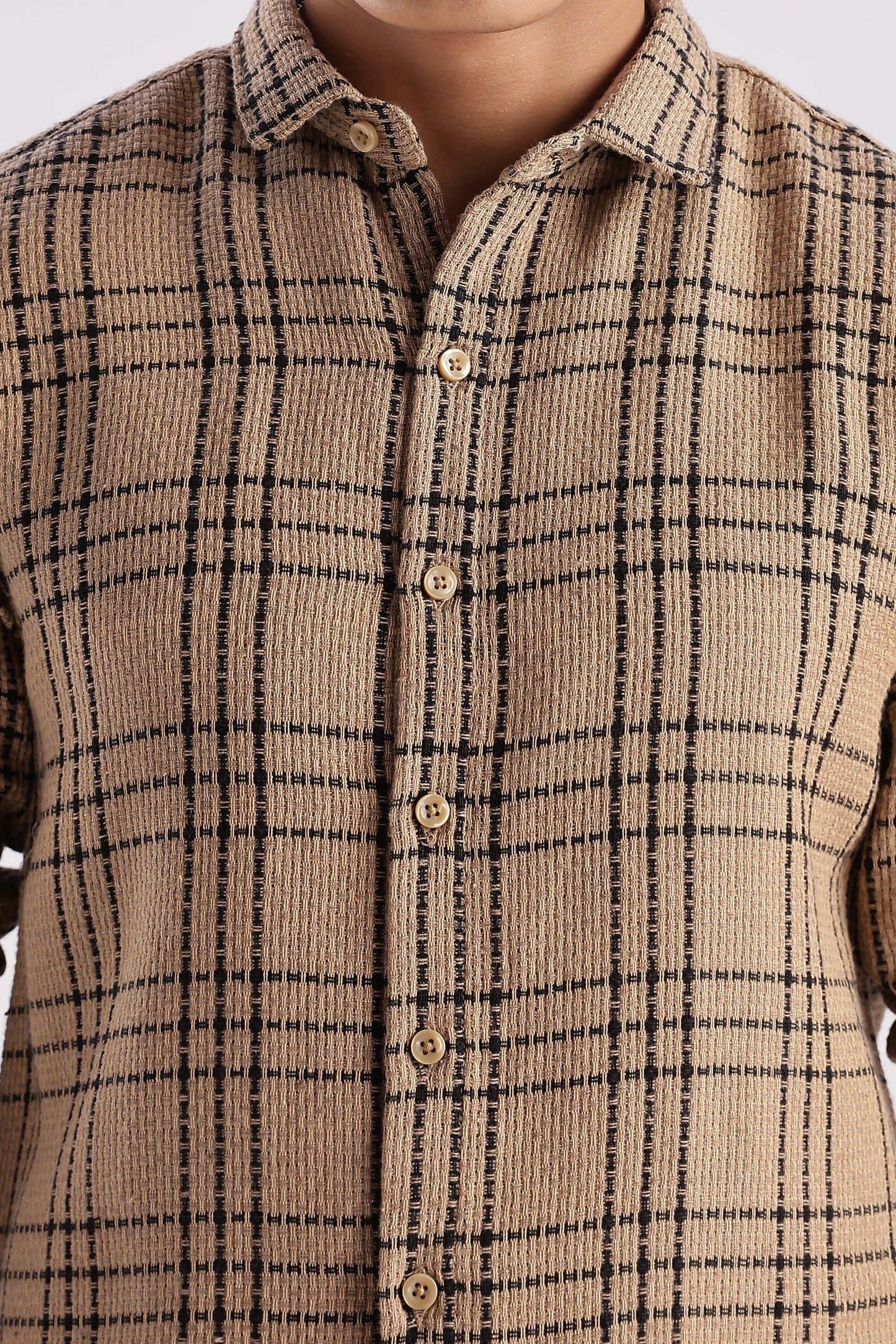 Men Mocklino Shirts-Beige
