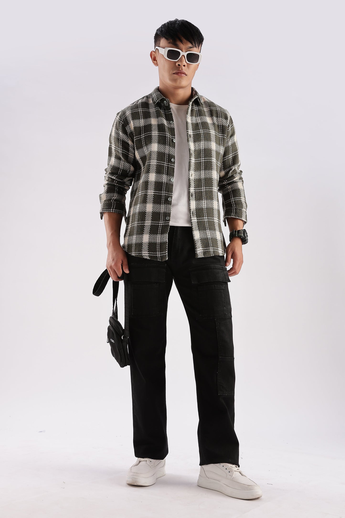 Men Mocklino Shirts-Olive