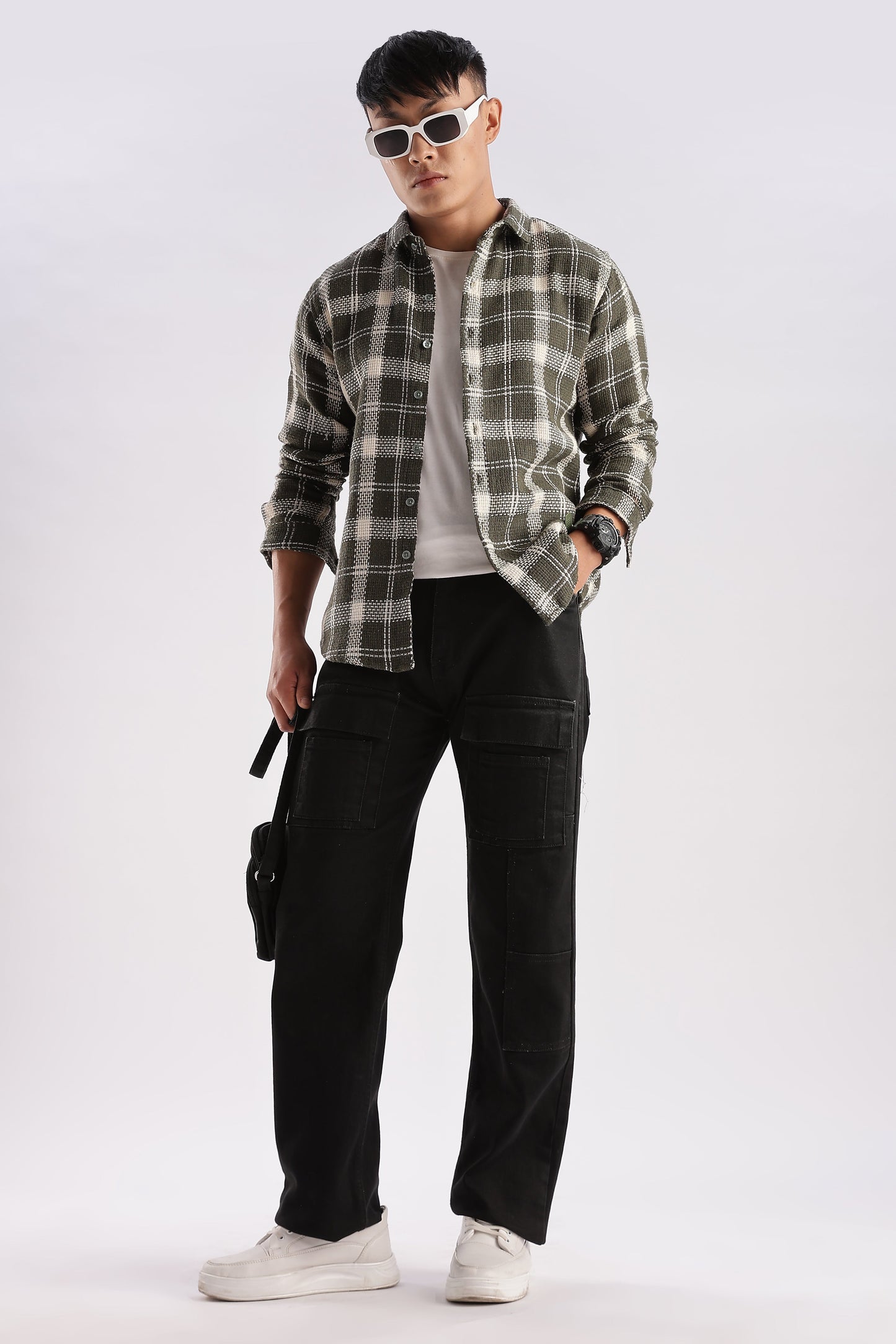 Men Mocklino Shirts-Olive