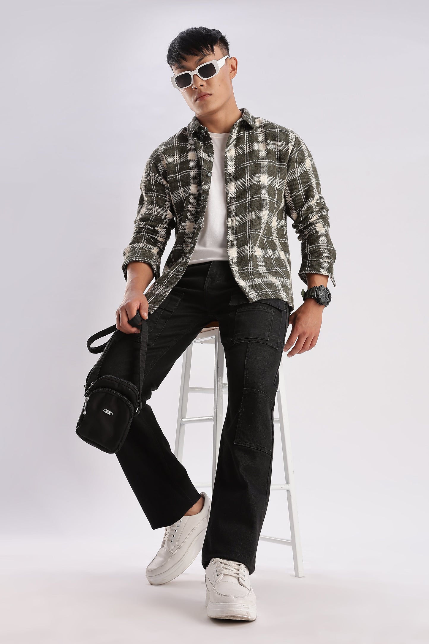 Men Mocklino Shirts-Olive