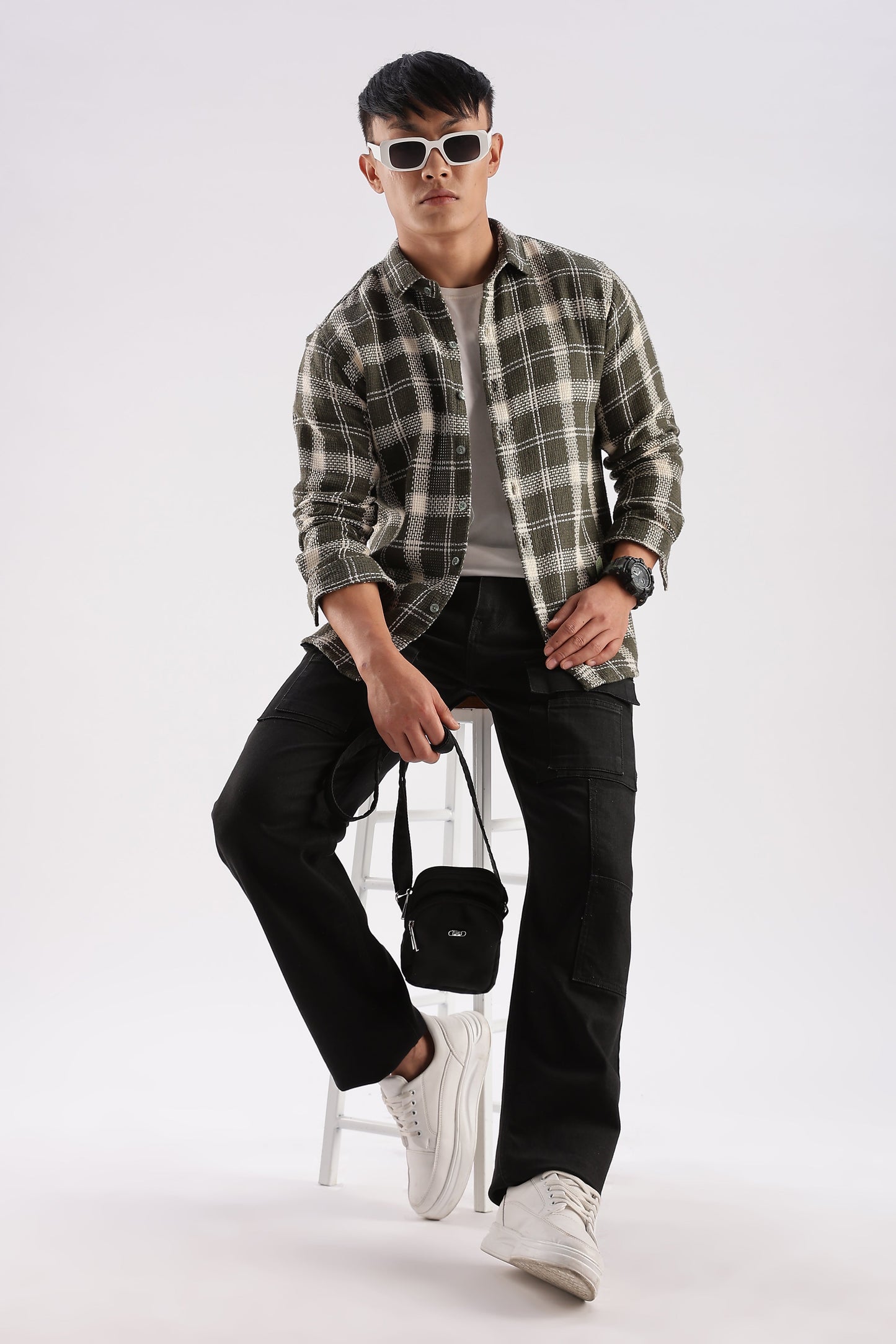 Men Mocklino Shirts-Olive