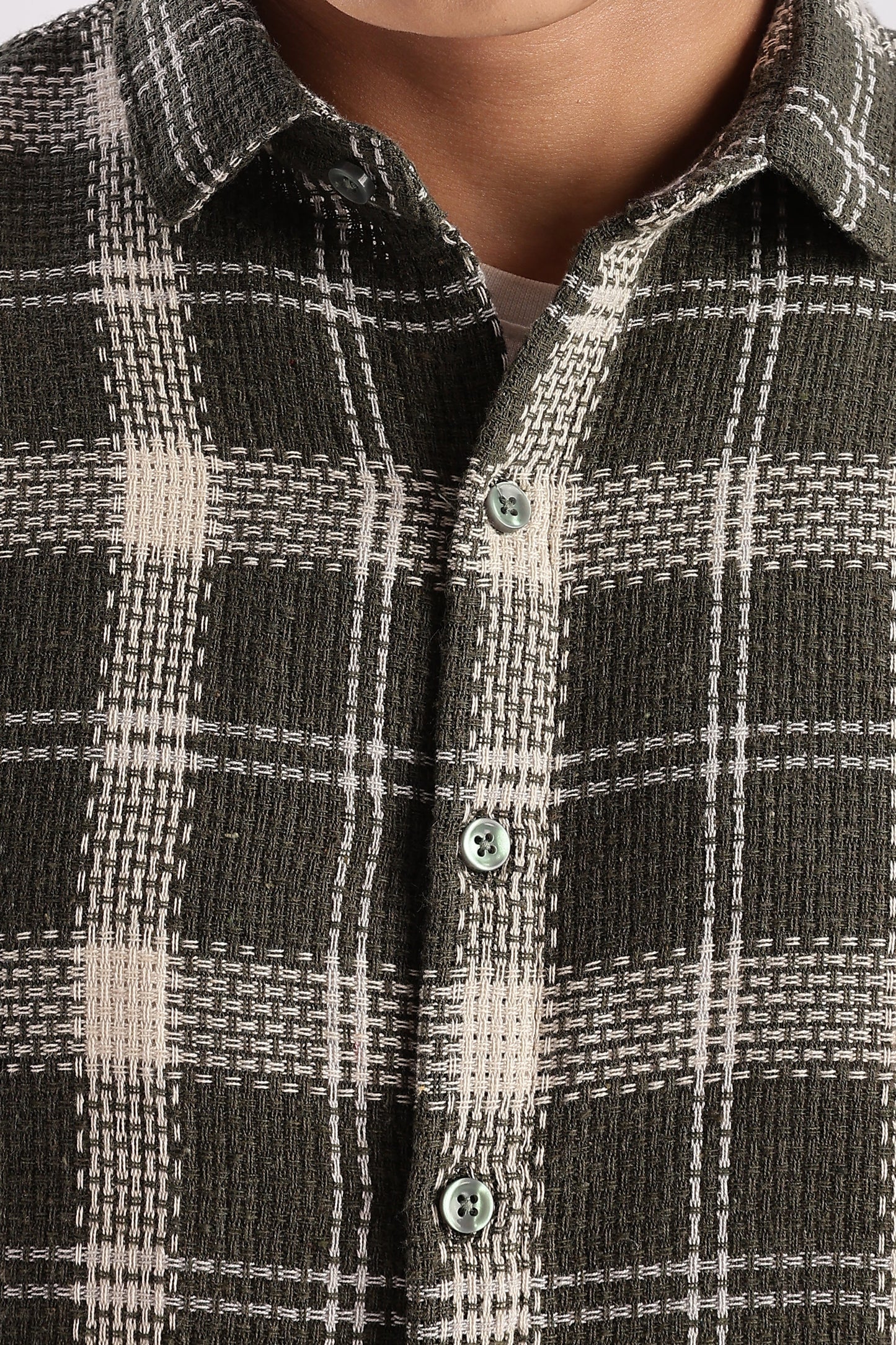 Men Mocklino Shirts-Olive
