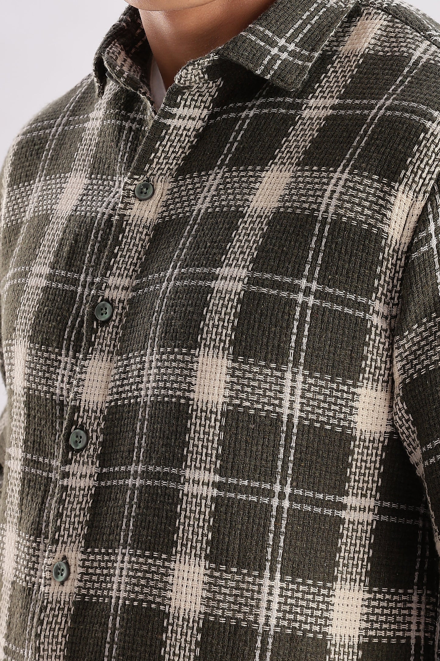 Men Mocklino Shirts-Olive