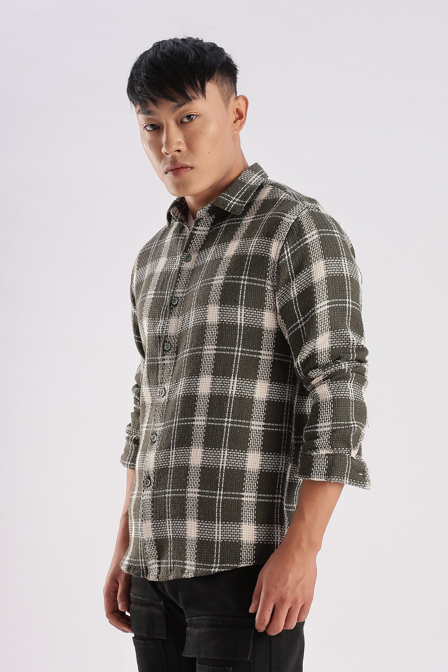 Men Mocklino Shirts-Olive
