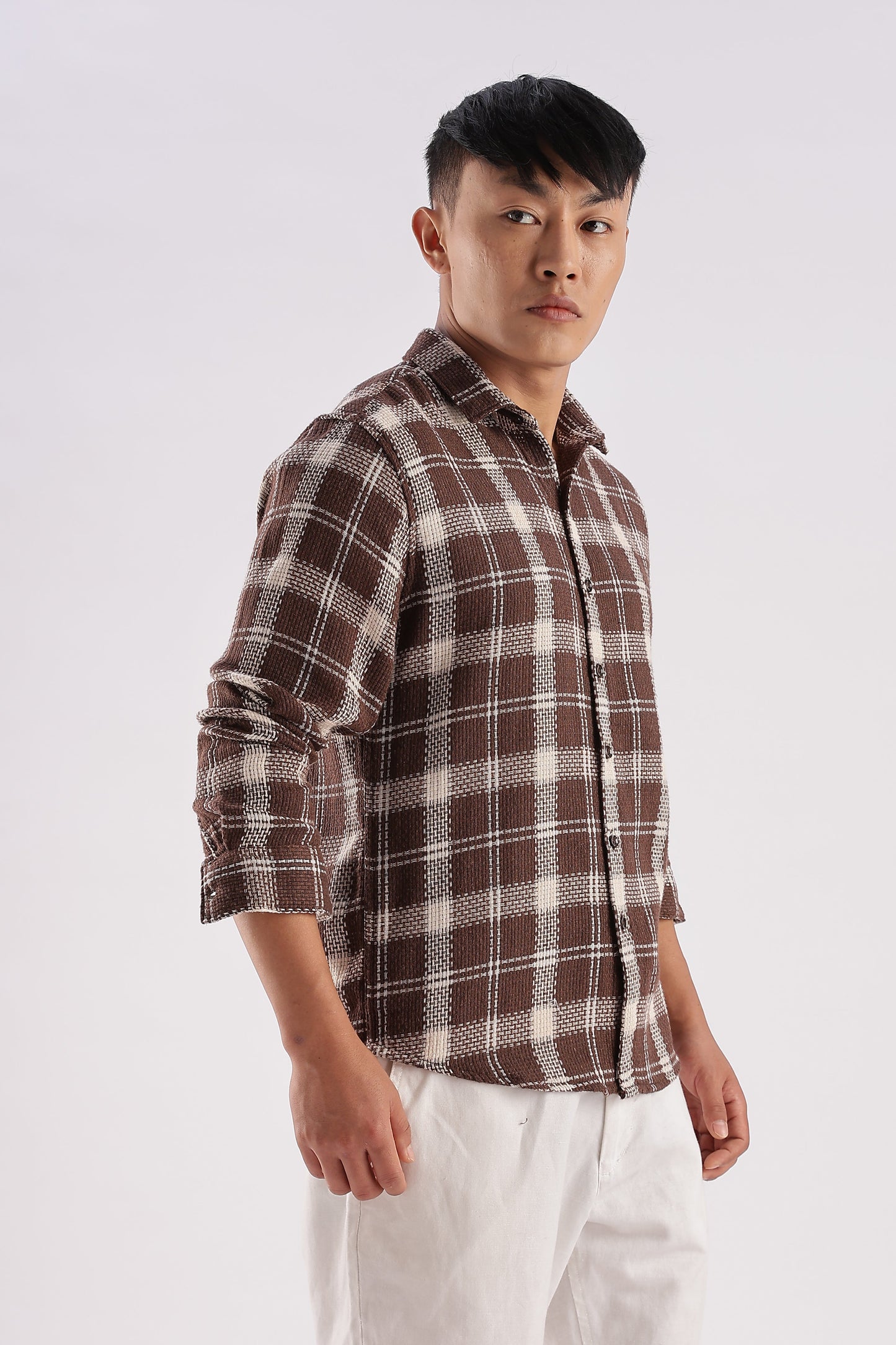 Men Mocklino Shirts-Brown