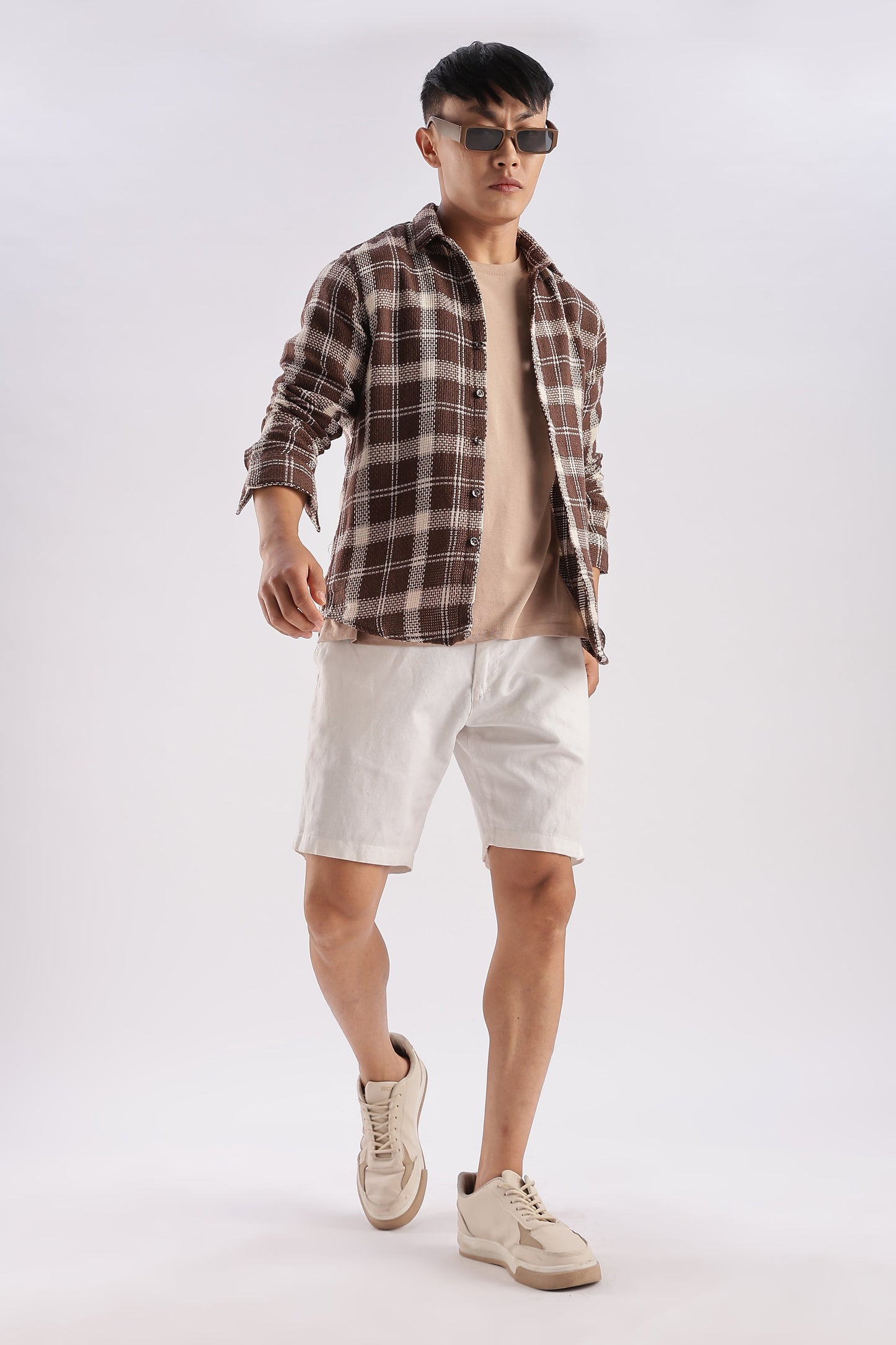Men Mocklino Shirts-Brown