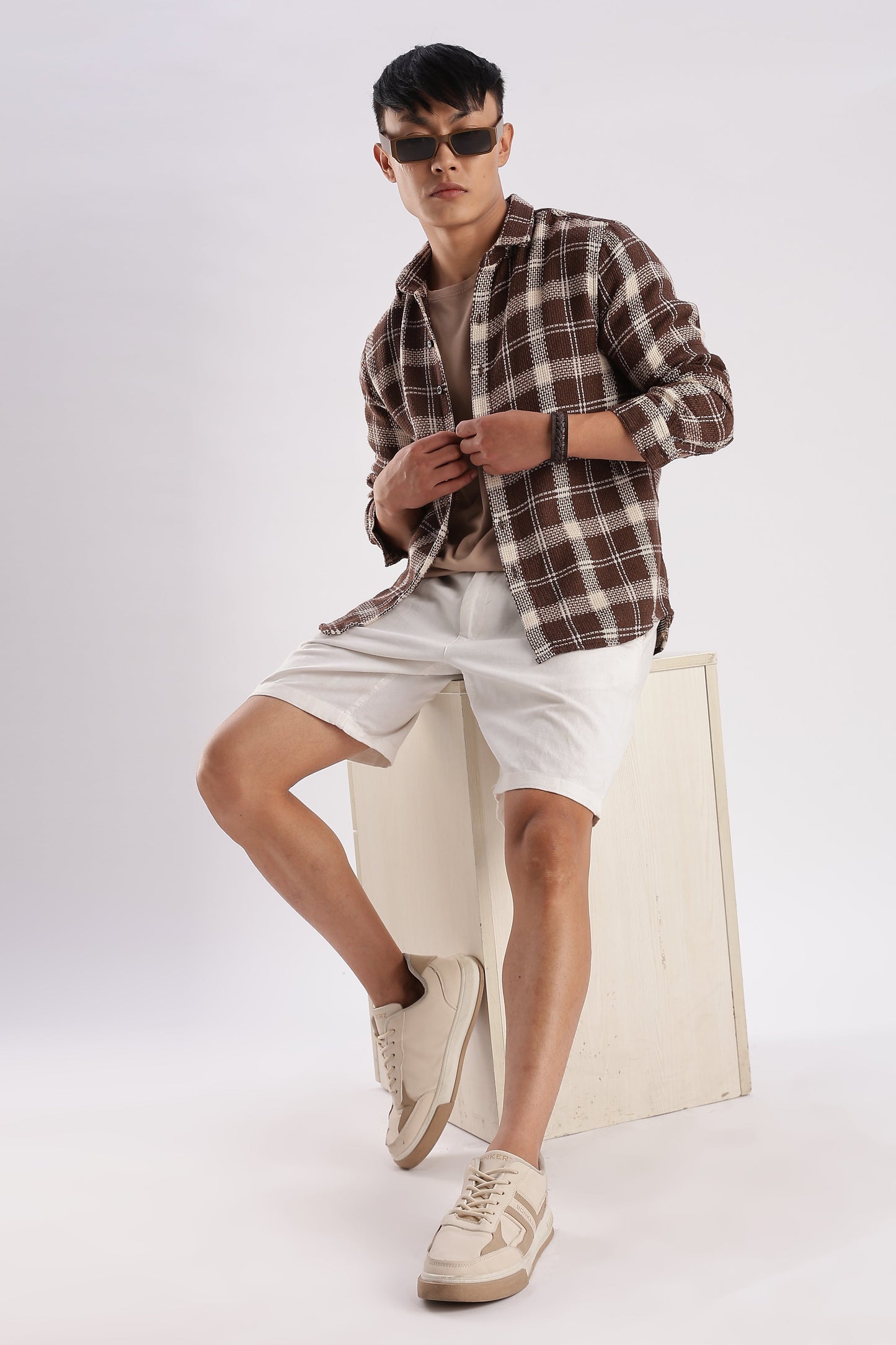 Men Mocklino Shirts-Brown