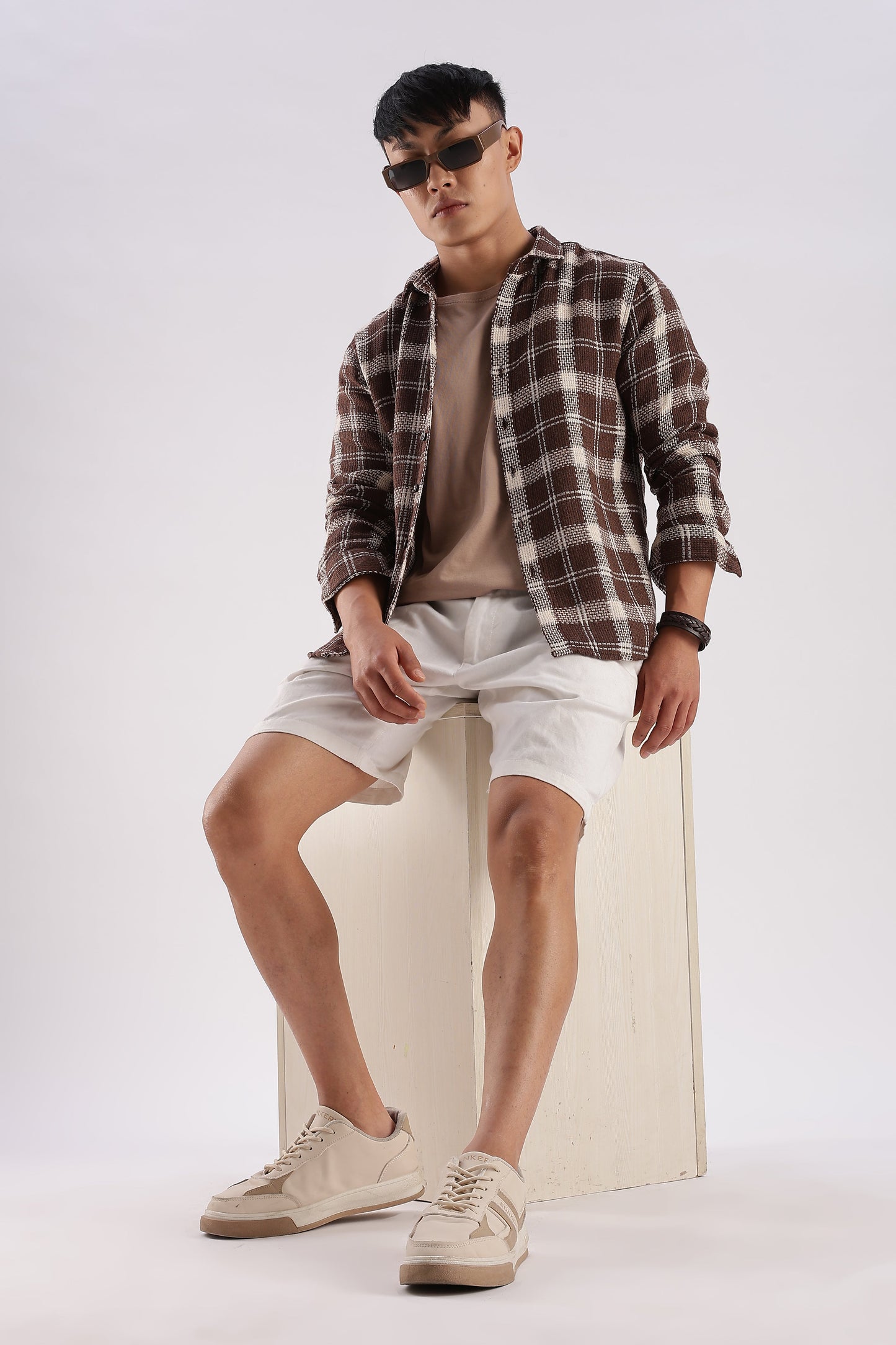 Men Mocklino Shirts-Brown